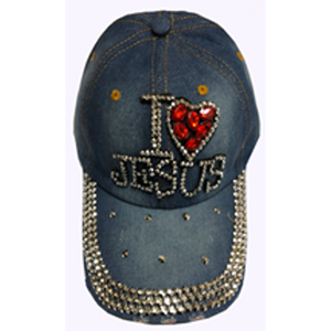 Fashion Cap with Hotfix I love Jesus - CA018