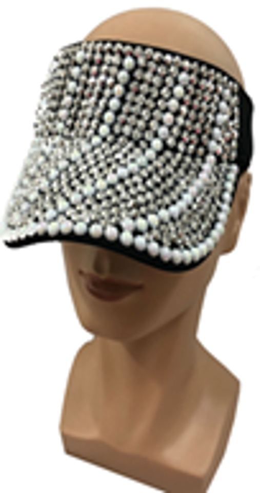 Pearl Rhinestone Visor Cap-CA022