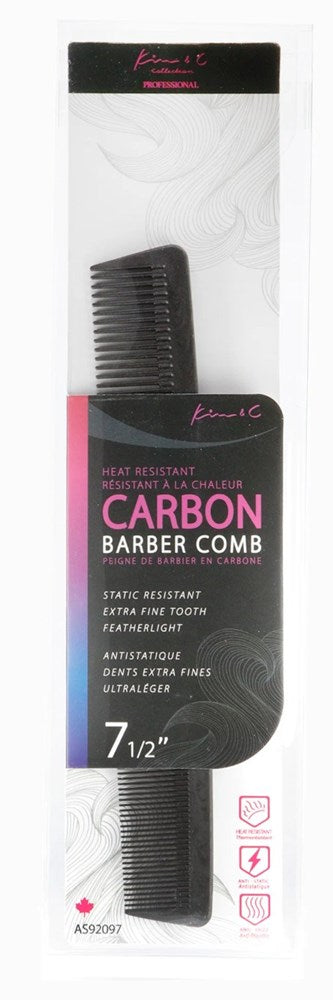 Kim&C Carbon Barber Comb 9" - AS92102 Black
