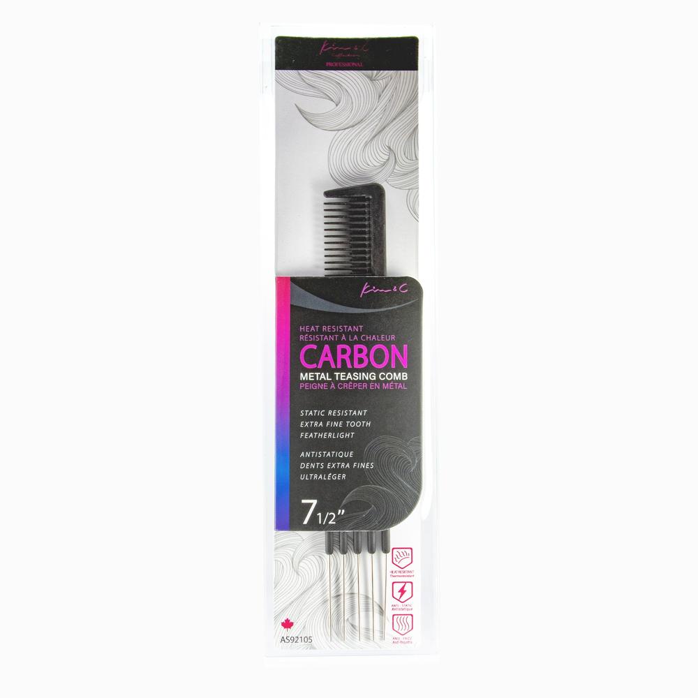 Kim&C Carbon Metal Teasing Comb 7 1/2" - AS92105