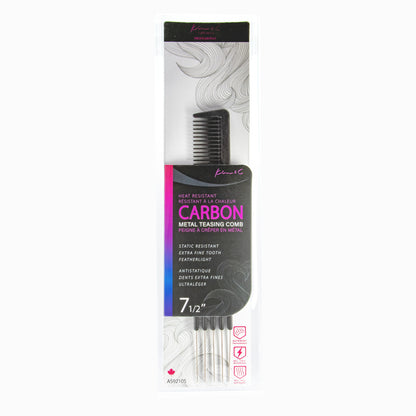 Kim&C Carbon Metal Teasing Comb 7 1/2" - AS92105