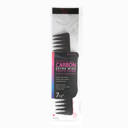 Kim&C Carbon Extra Wide Tooth Comb 7 1/2" - AS92107 Black