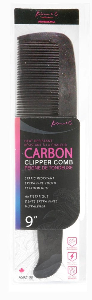 Kim&C Carbon Clipper Comb 9" - AS92108 Black