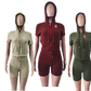 Hoody 2pcs shorts outfits Queen Size-KC2PCS01Q