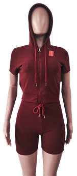 Hoody 2pcs shorts outfits Queen Size-KC2PCS01Q