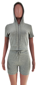 Hoody 2pcs shorts outfits Queen Size-KC2PCS01Q