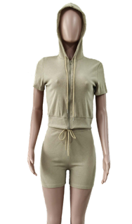 Hoody 2pcs shorts outfits Queen Size-KC2PCS01Q