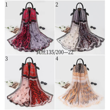 Sheer Chiffon Pattern Scarf  (135cm x 200cm)-KCSC2401~2403J