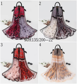 Sheer Chiffon Pattern Scarf  (135cm x 200cm)-KCSC2401~2403J