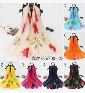 Sheer Chiffon Pattern Scarf  (135cm x 200cm)-KCSC2401~2403J