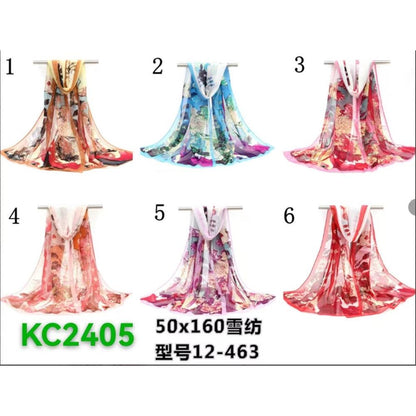 Sheer Chiffon Pattern Scarf  (50cm x 160cm)-KCSC24