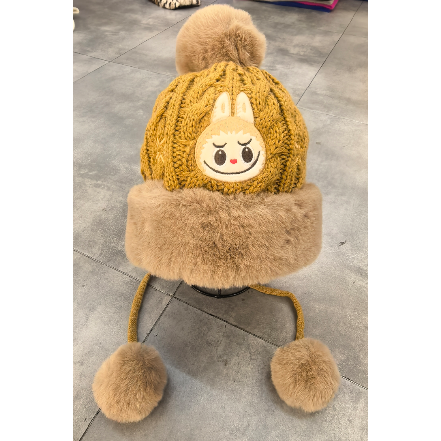 Fashion Winter Hat with Labubu & Pom Pom -  KCW2502AST