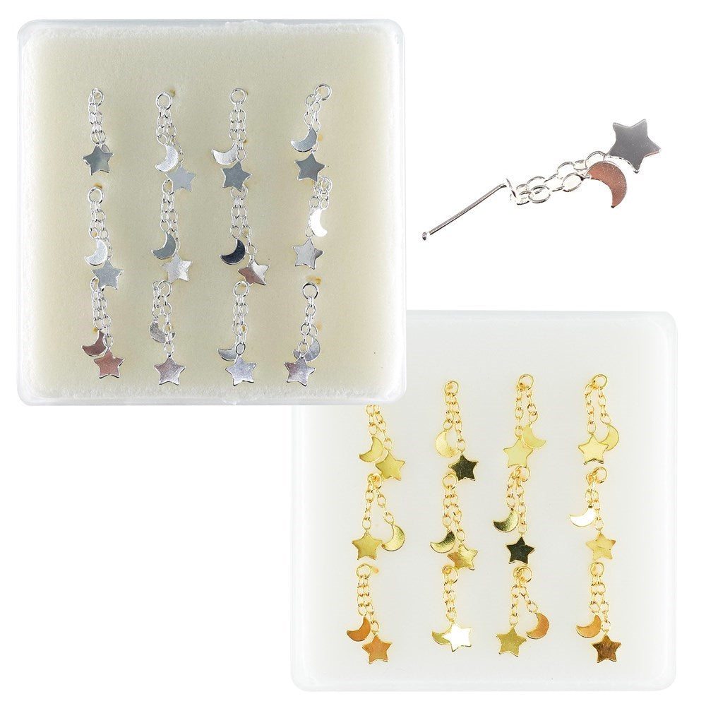 925 sterling silver nose studs Multi Pattern Dangling-NP18008-4