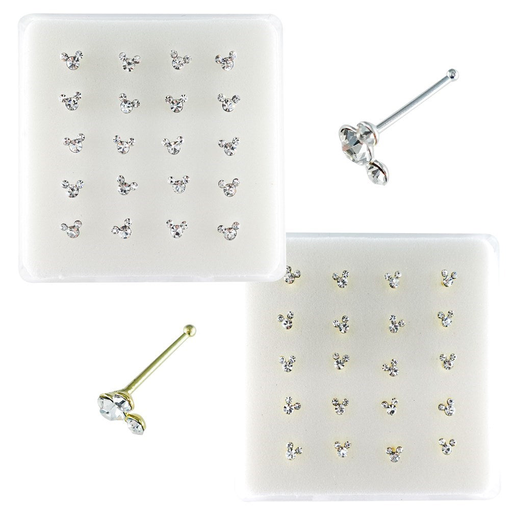 925 sterling silver nose studs with Rhinestone-NP19009 - 1