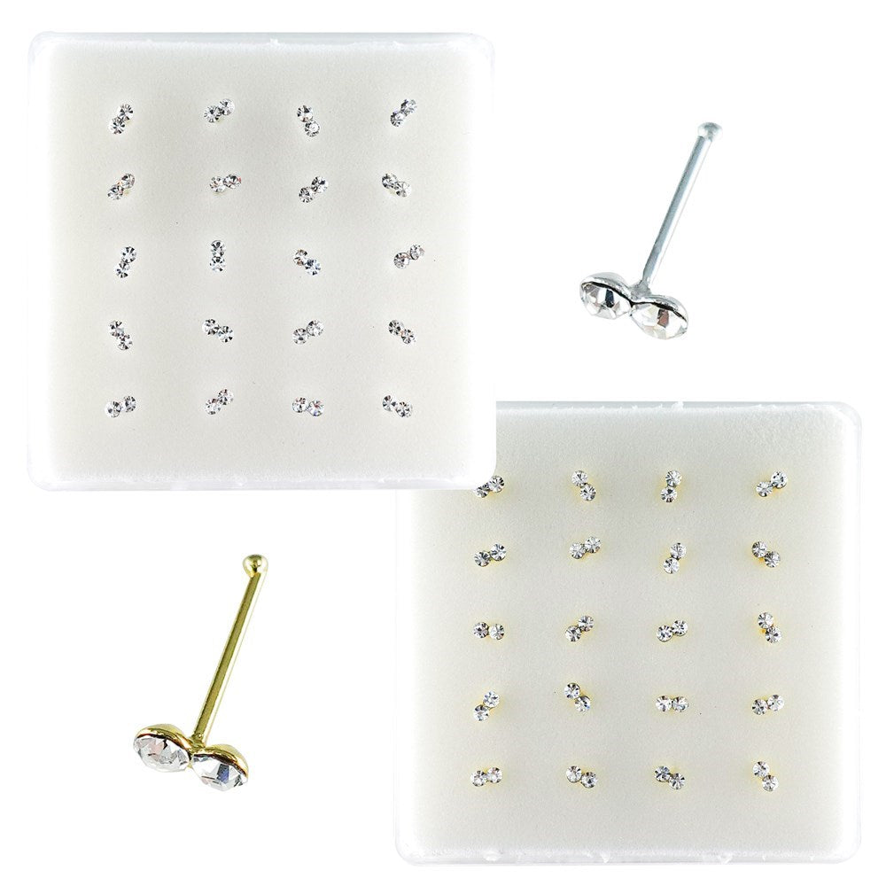 925 sterling silver nose studs with Rhinestone-NP19009 - 12