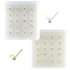 925 sterling silver nose studs with Rhinestone-NP19009 - 6