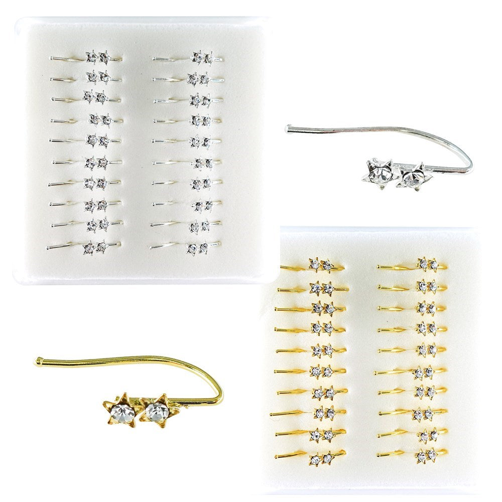 925 sterling silver nose studs with Rhinestone-NP19009 - 7