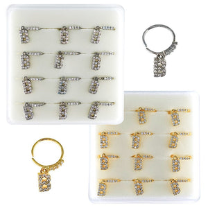 Copper Nose Ring with Rhinestone (Initial)-NP22